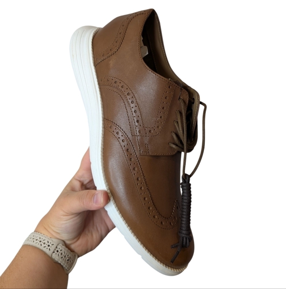 NWT Stafford Ortholite Leather Mens Size 13M Cognac Brown Dress Shoe